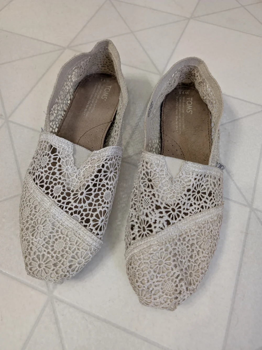 TOMS Women's Crochet Slip-On Shoes - Ivory